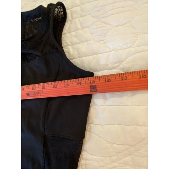 Womens Swimsuit One Piece  Size ?? Large Black w/zipper & Lace Inserts Pool - Picture 10 of 12